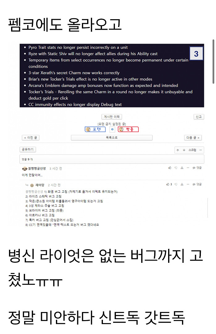 지도 않은 버그마저 고쳐버리는 갓 롤토체스 개발진