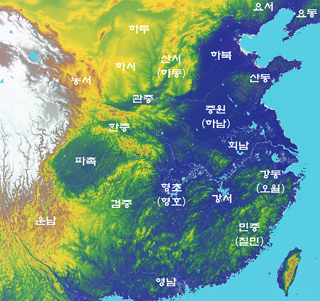 한중일 3국의 지형 비교