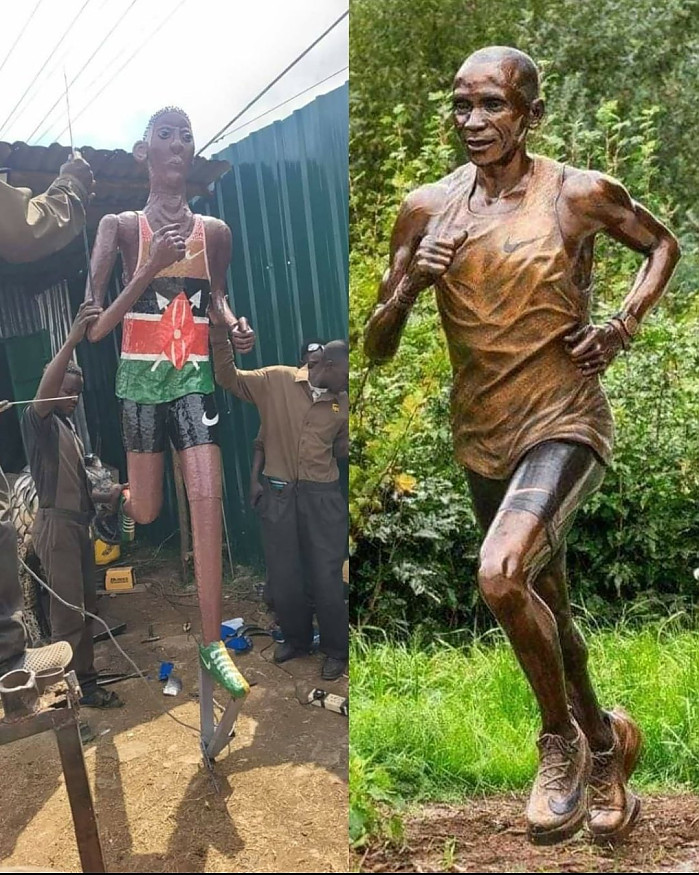 레전드 마라토너 킵초게 동상비교...