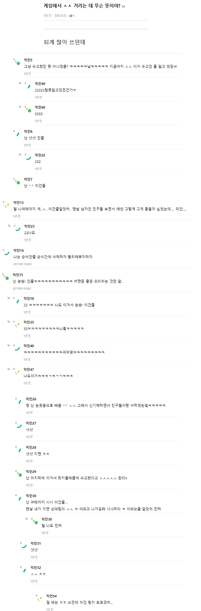 본래 의미는 잊혀졌지만 구전을 통해 계속해서 쓰이고 있는 단어