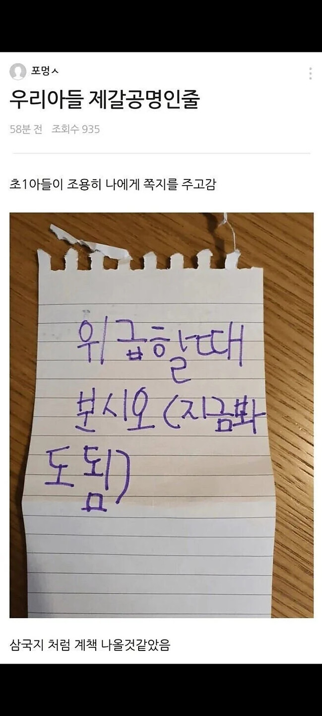 제갈공명의 환생인 어느 댁 아들래미