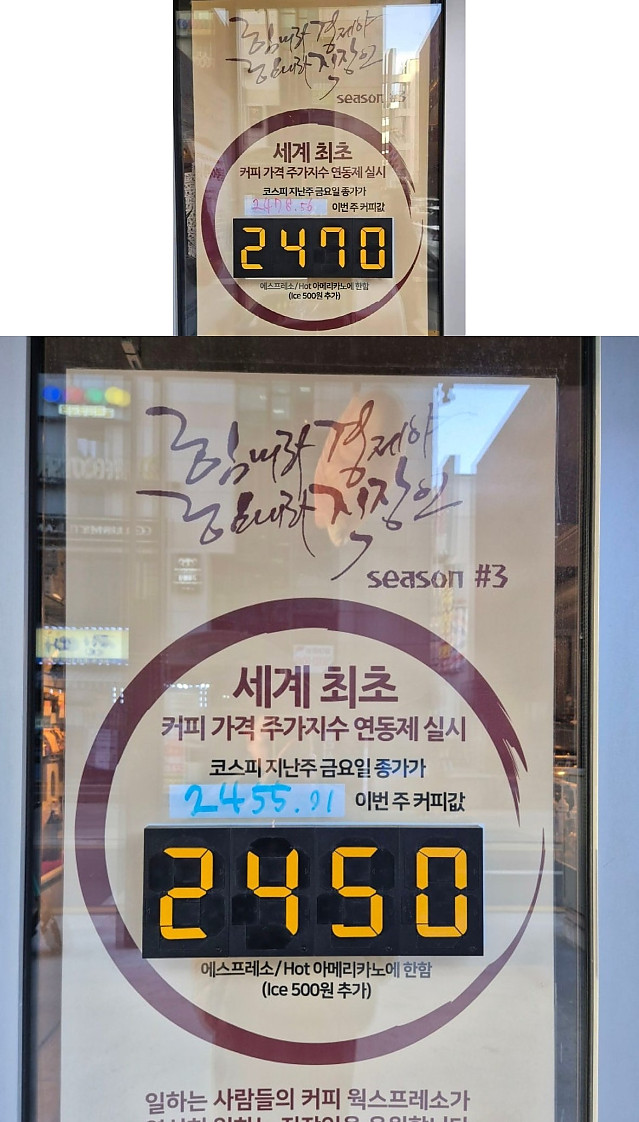 커피가격과 코스피지수가 연동된다는 카페