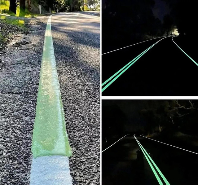 호주에서 도입하고 있다는 야광페인트 차선