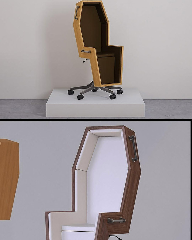 서양 관을 모티브로 해서 만든 사무실 의자