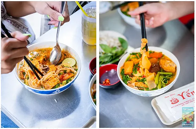 Bún Riêu Cô Yến의 바싹한 튀김 두부